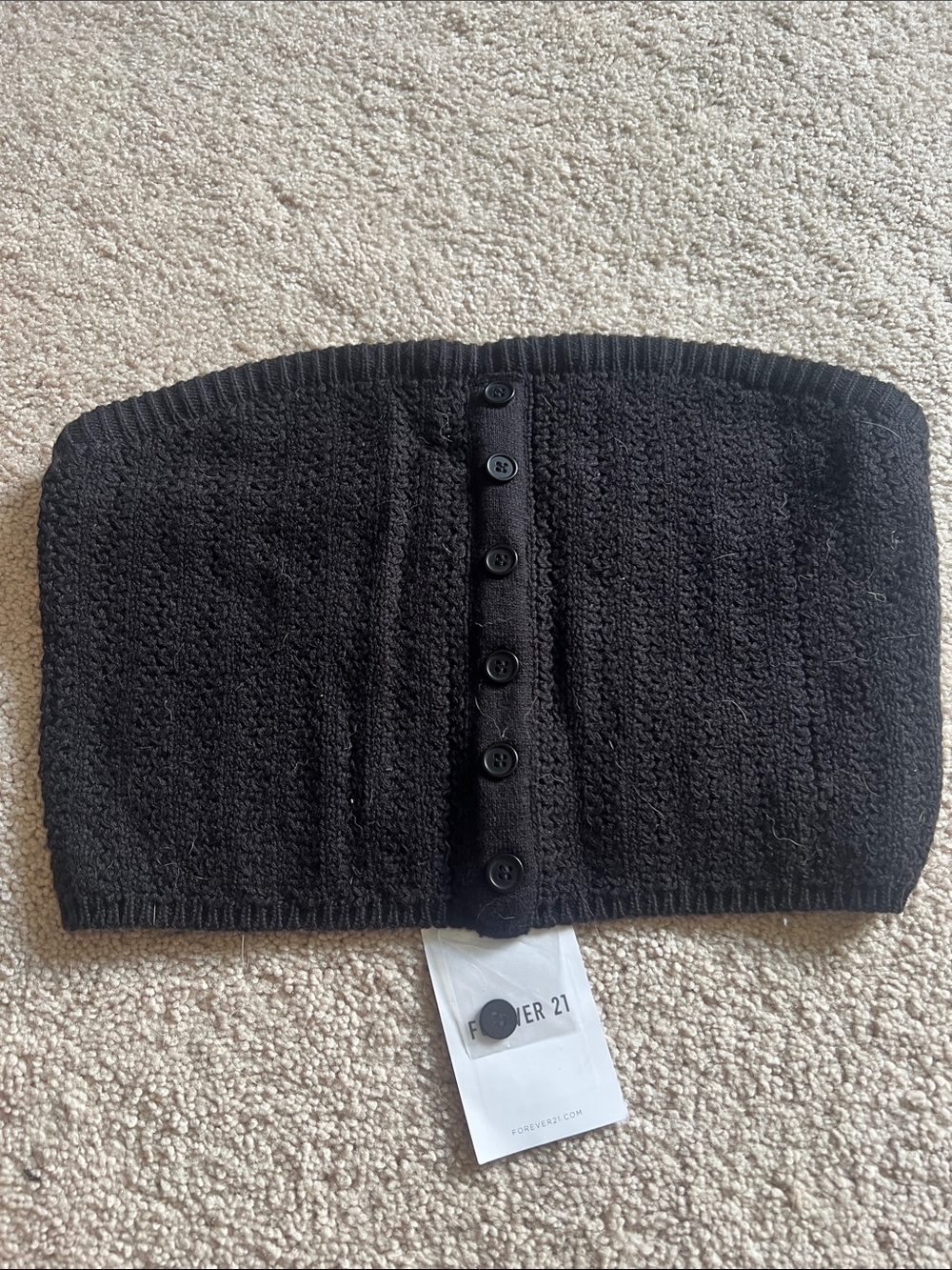 Forever 21 Black Button-Front Knit Tube Top